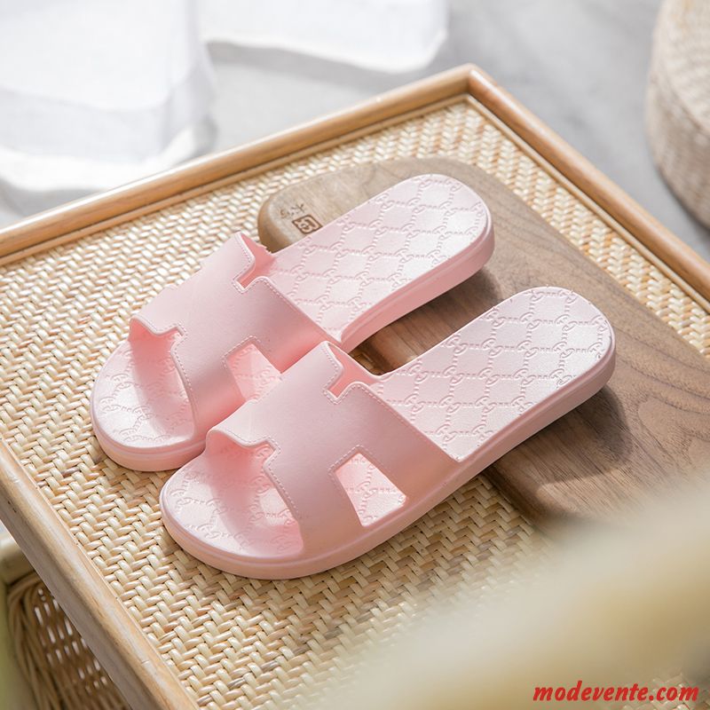 Chaussons Femme Salle De Bains De Maison Tongs Chaussons Fantaisie Été Intérieur Rose