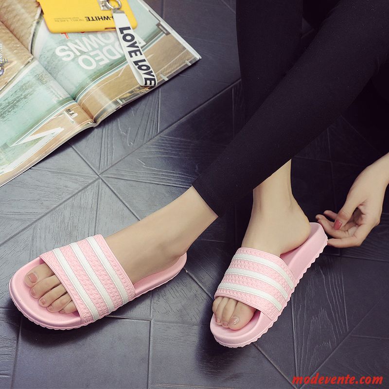 Chaussons Femme Salle De Bains Intérieur Mode Été Outwear Tongs Chaussons Rose