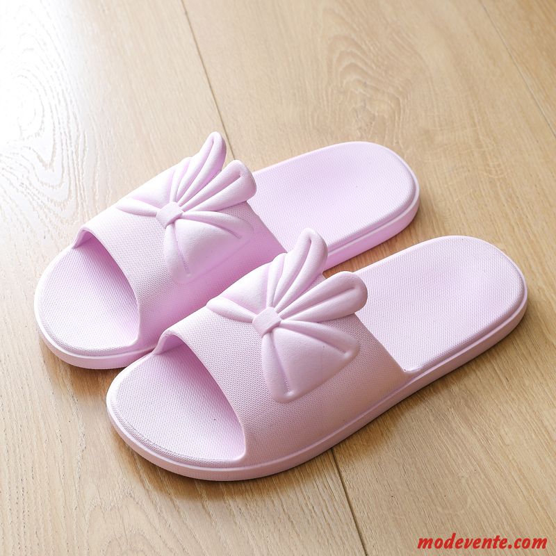 Chaussons Femme Salle De Bains Semelle Doux Tongs Chaussons Fantaisie De Maison Antidérapant Rose