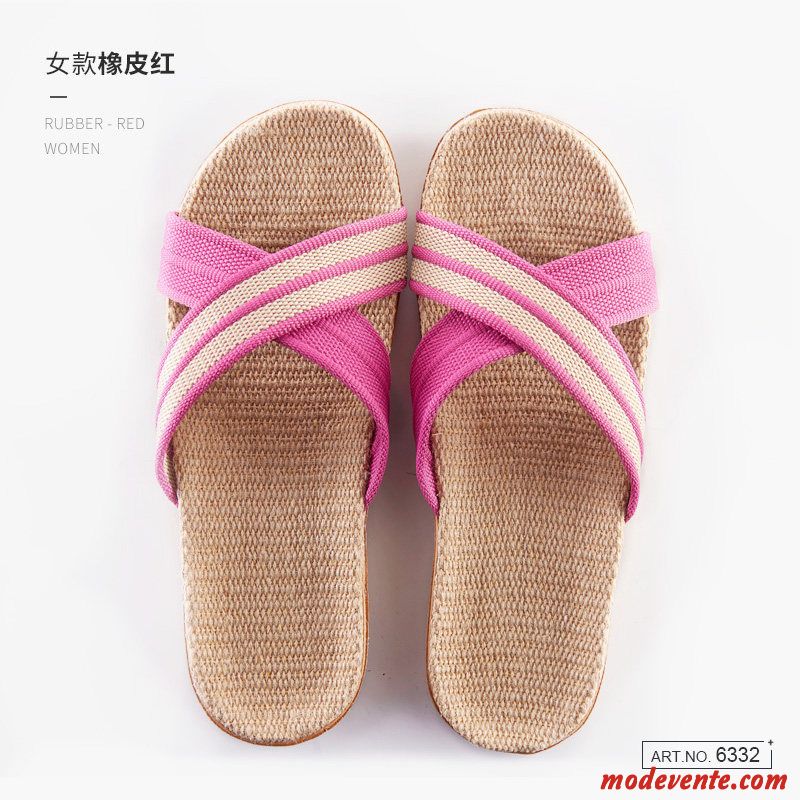 Chaussons Femme Tongs Chaussons Intérieur De Maison Homme Fantaisie Été Rouge
