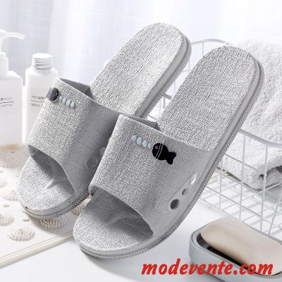 Chaussons Homme Antidérapant Fantaisie Été Tongs Chaussons Salle De Bains De Maison Noir