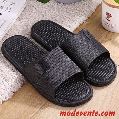 Chaussons Homme Antidérapant Fantaisie Été Tongs Chaussons Salle De Bains De Maison Noir