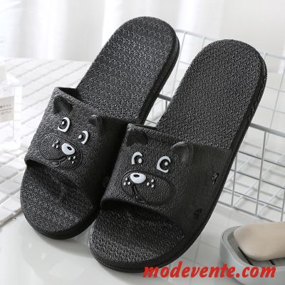 Chaussons Homme Antidérapant Fantaisie Été Tongs Chaussons Salle De Bains De Maison Noir