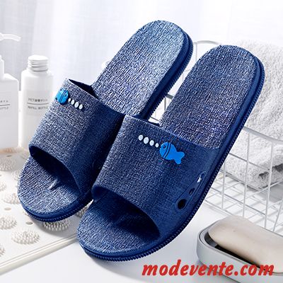 Chaussons Homme Antidérapant Fantaisie Été Tongs Chaussons Salle De Bains De Maison Noir