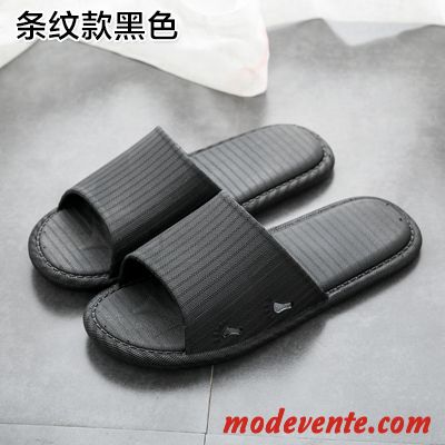 Chaussons Homme Antidérapant Fantaisie Été Tongs Chaussons Salle De Bains De Maison Noir