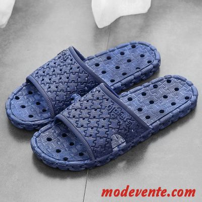 Chaussons Homme Antidérapant Fantaisie Été Tongs Chaussons Salle De Bains De Maison Noir