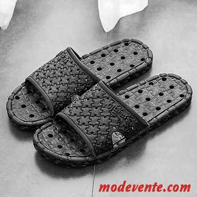 Chaussons Homme Antidérapant Fantaisie Été Tongs Chaussons Salle De Bains De Maison Noir