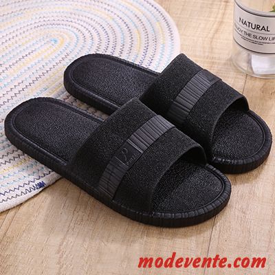 Chaussons Homme Antidérapant Fantaisie Été Tongs Chaussons Salle De Bains De Maison Noir