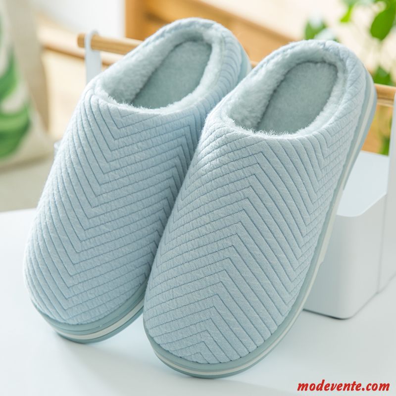 Chaussons Homme De Maison Fantaisie Antidérapant Chauds Intérieur Matelassé Bleu Marin Pure