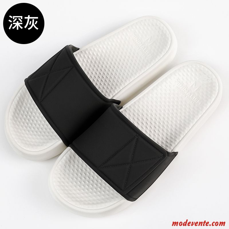 Chaussons Homme Fantaisie Femme Salle De Bains Tongs Chaussons Été Antidérapant Noir