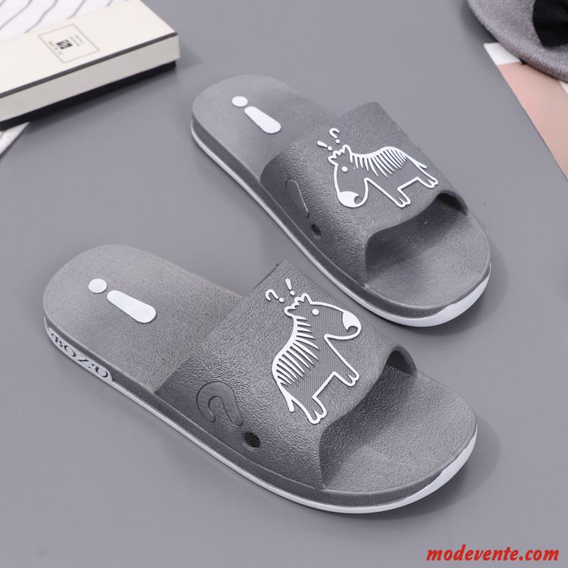 Chaussons Homme Intérieur Semelle Doux Fantaisie Été Tongs Chaussons De Maison Bleu