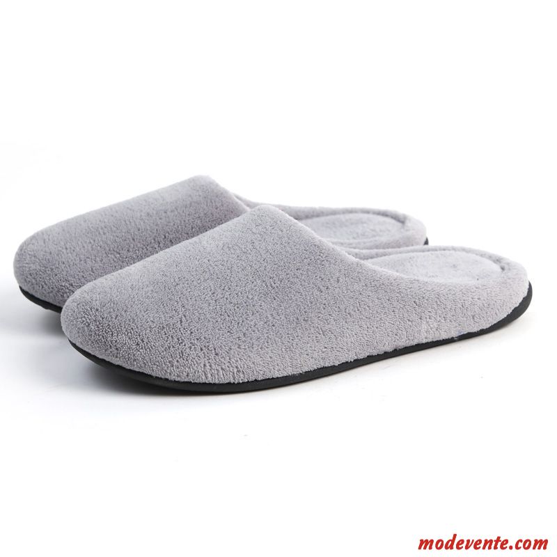 Chaussons Homme Matelassé Semelle Épaisse Hiver Fantaisie Intérieur Chauds Gris