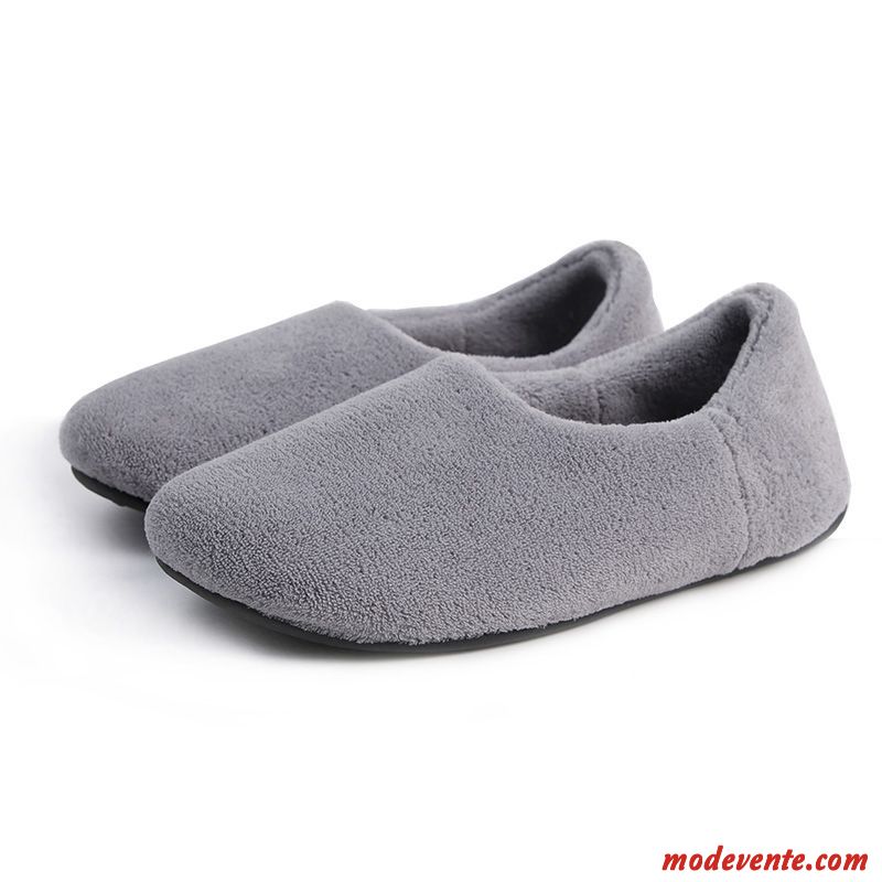 Chaussons Homme Matelassé Semelle Épaisse Hiver Fantaisie Intérieur Chauds Gris