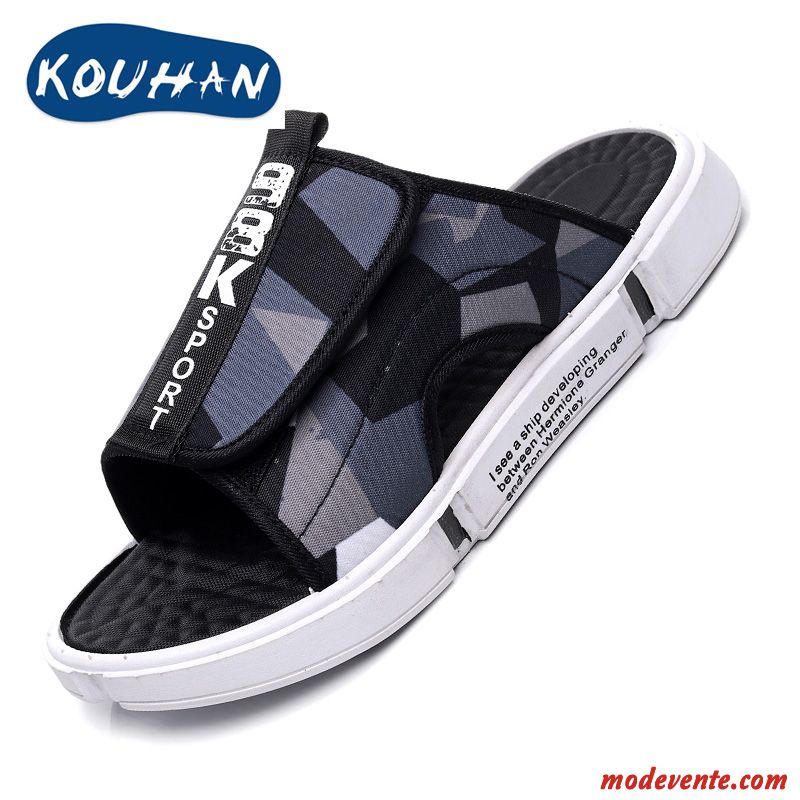 Chaussons Homme Mode Personnalité Tongs Chaussons Tous Les Assortis Tendance Plage Bleu Marin