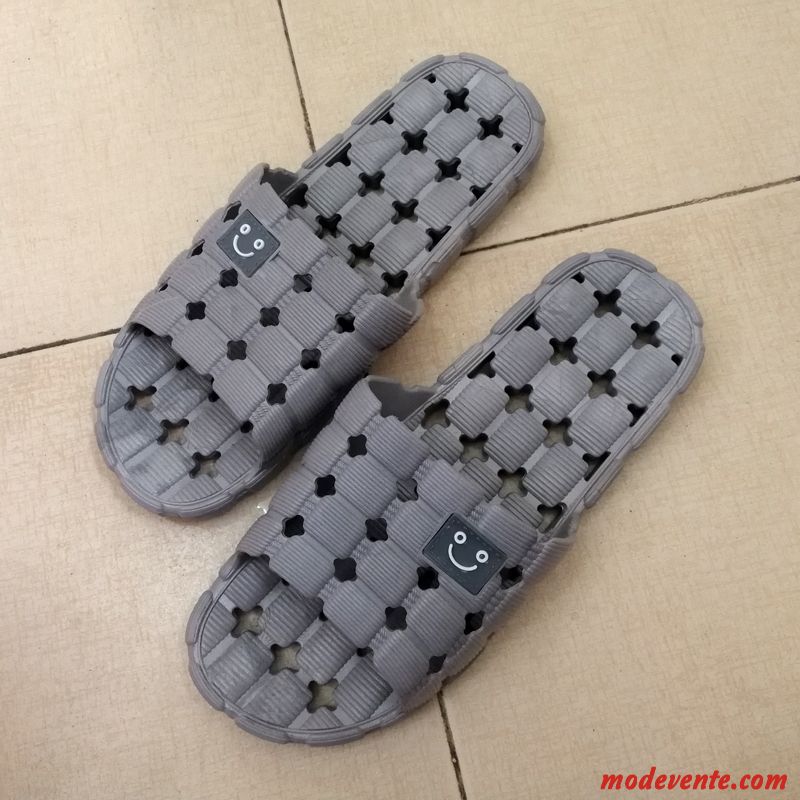 Chaussons Homme Salle De Bains Femme Creux Guipure Intérieur Été Fantaisie Gris