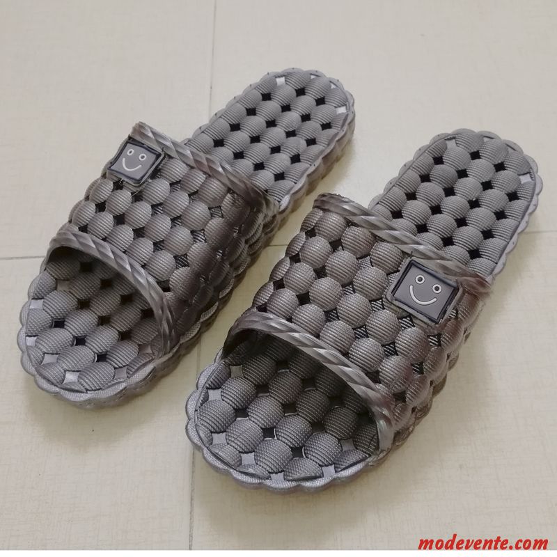 Chaussons Homme Salle De Bains Femme Creux Guipure Intérieur Été Fantaisie Gris