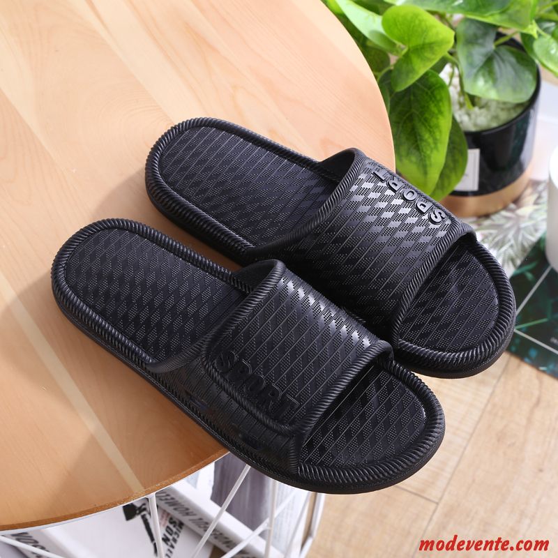 Chaussons Homme Semelle Doux Intérieur De Maison Outwear Été Salle De Bains Noir