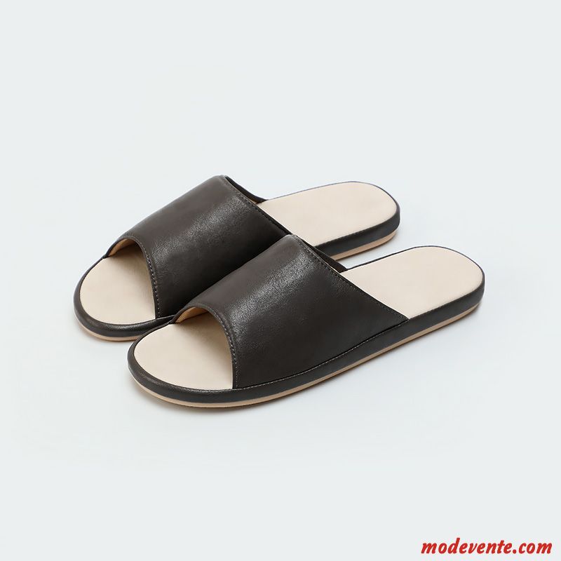 Chaussons Homme Tongs Chaussons Femme Été Fantaisie De Maison Intérieur Noir