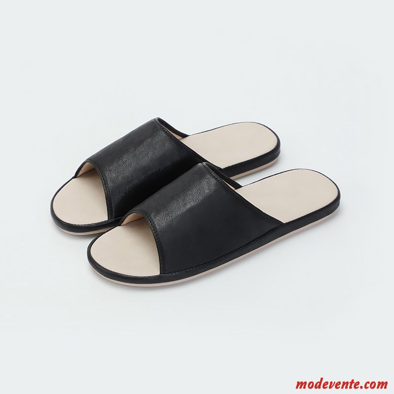 Chaussons Homme Tongs Chaussons Femme Été Fantaisie De Maison Intérieur Noir