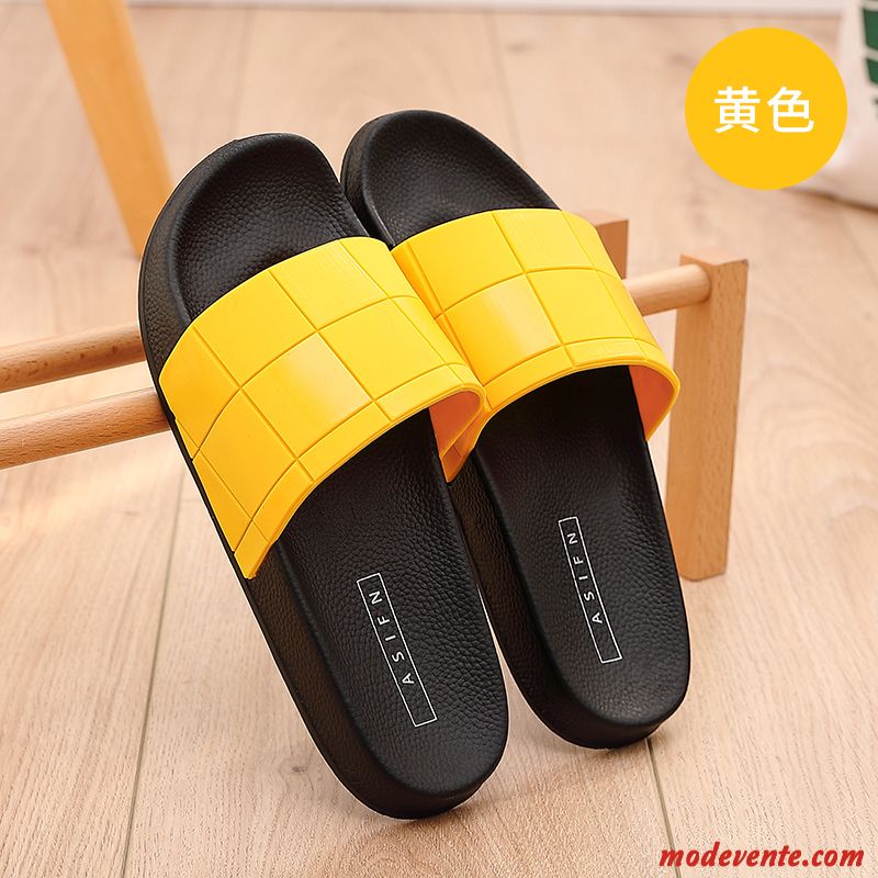 Chaussons Homme Tongs Chaussons Été De Maison Salle De Bains Grande Taille Gros Jaune