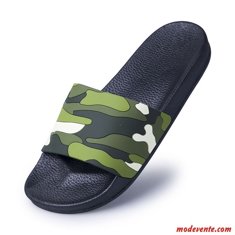 Chaussons Homme Étudiant Tongs Chaussons Adolescent Gros Antidérapant Été Vert