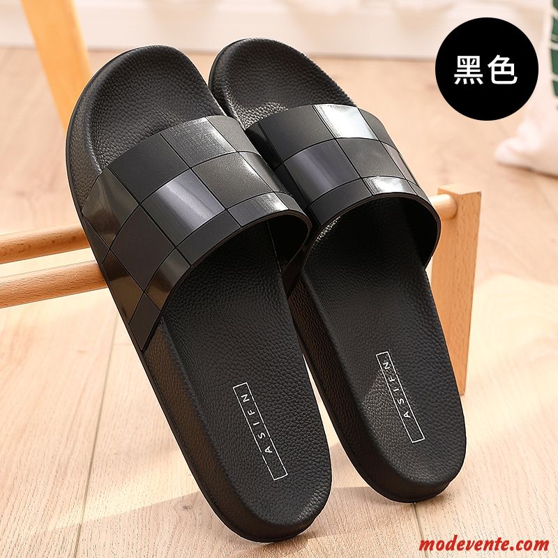 Chaussons Homme Été Tongs Chaussons Mode Grande Taille Gros Tendance Noir