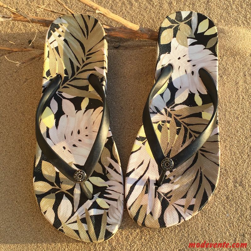 Chaussons Loisir Talon Plat Appartement Antidérapant Tongs Femme Ivoire