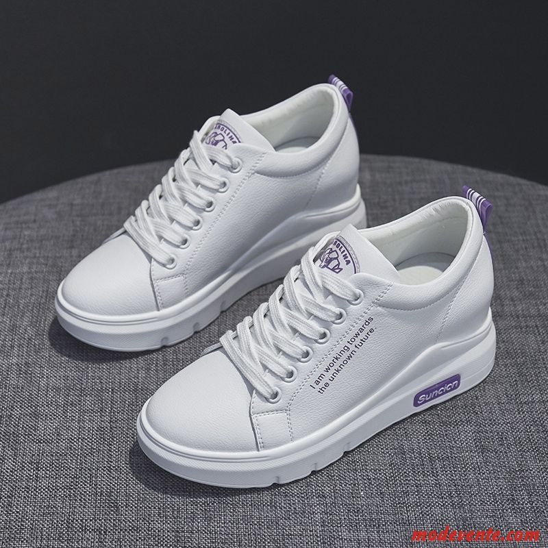 Chaussures Basses Femme Printemps Augmenté Chaussures Plateforme Tous Les Assortis Blanc Violet