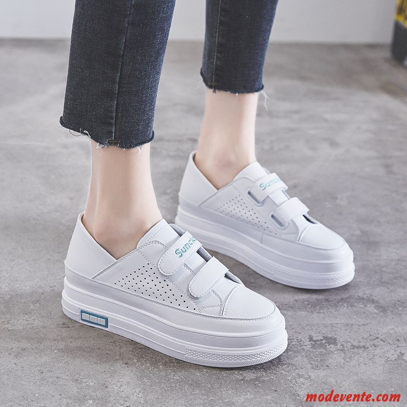 Chaussures Basses Femme Semelle Épaisse Printemps Tous Les Assortis Plateforme Étudiant Augmenté Blanc