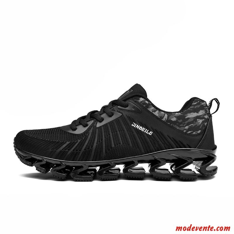 Chaussures Basses Homme Running Chaussures De Sport Cushioning Lumière Net Chaussures De Running Blanc Noir
