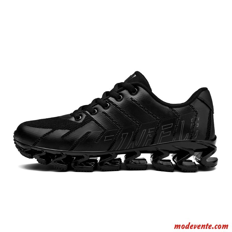 Chaussures Basses Homme Running Chaussures De Sport Cushioning Lumière Net Chaussures De Running Blanc Noir