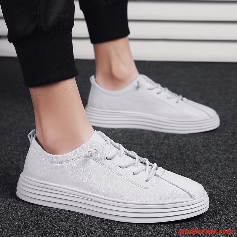 Chaussures Basses Homme Tendance Augmenté Tous Les Assortis Chaussures De Skate Décontractée Printemps Blanc