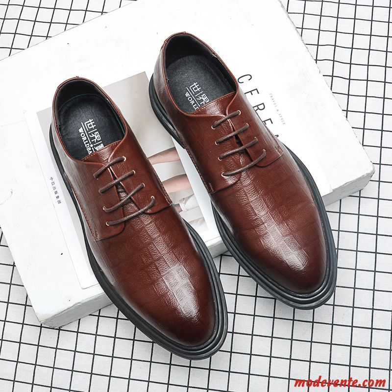 Chaussures De Ville Homme Chaussures De Mariage Augmenté Chaussures En Cuir Angleterre Semelle Épaisse Costume Formel Rouge Brun