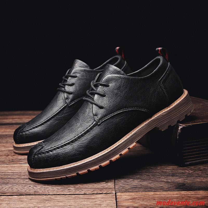 Chaussures De Ville Homme Chaussures De Skate Angleterre Chaussures En Cuir Tendance Printemps Tous Les Assortis Noir