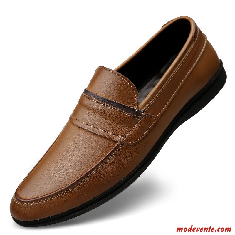 Chaussures De Ville Homme Chaussures En Cuir Basse Cuir Véritable Décontractée Dessus Cuir Entreprise Noir