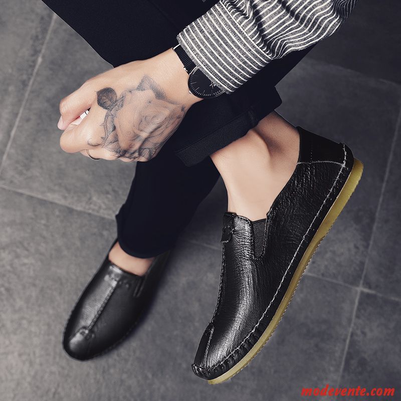 Chaussures De Ville Homme Chaussures En Cuir Tendance Printemps Décontractée Angleterre Étudiant Gris