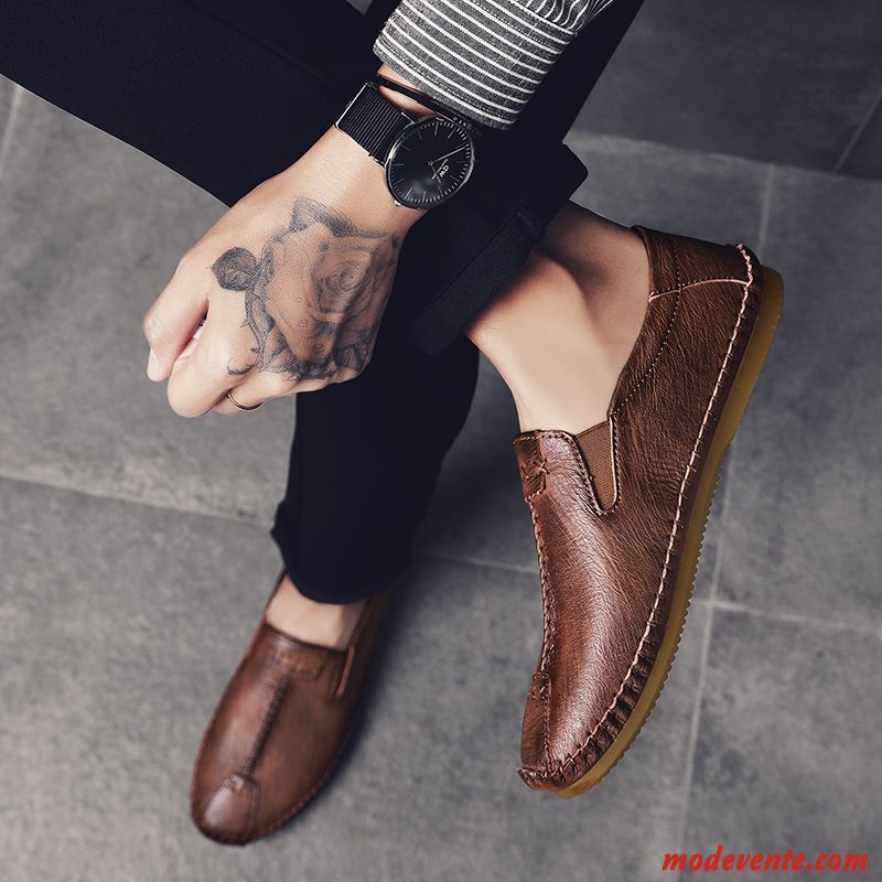 Chaussures De Ville Homme Chaussures En Cuir Tendance Printemps Décontractée Angleterre Étudiant Gris