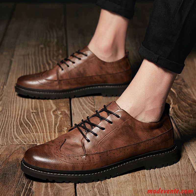 Chaussures De Ville Homme Chaussures En Cuir Tous Les Assortis Tendance Décontractée Été Entreprise Noir