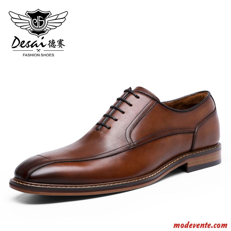 Chaussures De Ville Homme Costume Formel Chaussures En Cuir Oxford Tendance Respirant Angleterre Marron