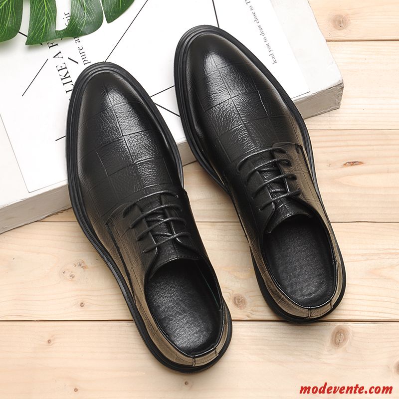 Chaussures De Ville Homme Costume Formel Tendance Angleterre Chaussures En Cuir Jeunesse Augmenté Noir