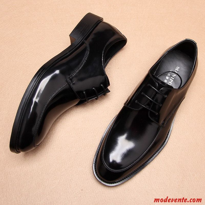 Chaussures De Ville Homme Cuir Véritable Derbies Angleterre Bout Rond Entreprise Costume Formel Noir