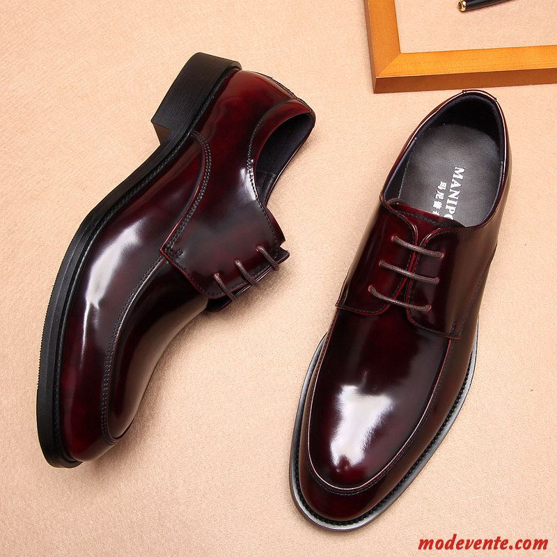 Chaussures De Ville Homme Cuir Véritable Derbies Angleterre Bout Rond Entreprise Costume Formel Noir