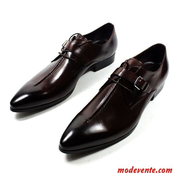 Chaussures De Ville Homme Cuir Véritable Mariage Costume Formel Pointe Pointue Chaussures En Cuir Tendance Marron