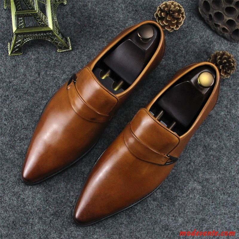 Chaussures De Ville Homme De Boîtier Entreprise Tendance Pointe Pointue Derbies Dessus Cuir Bordeaux