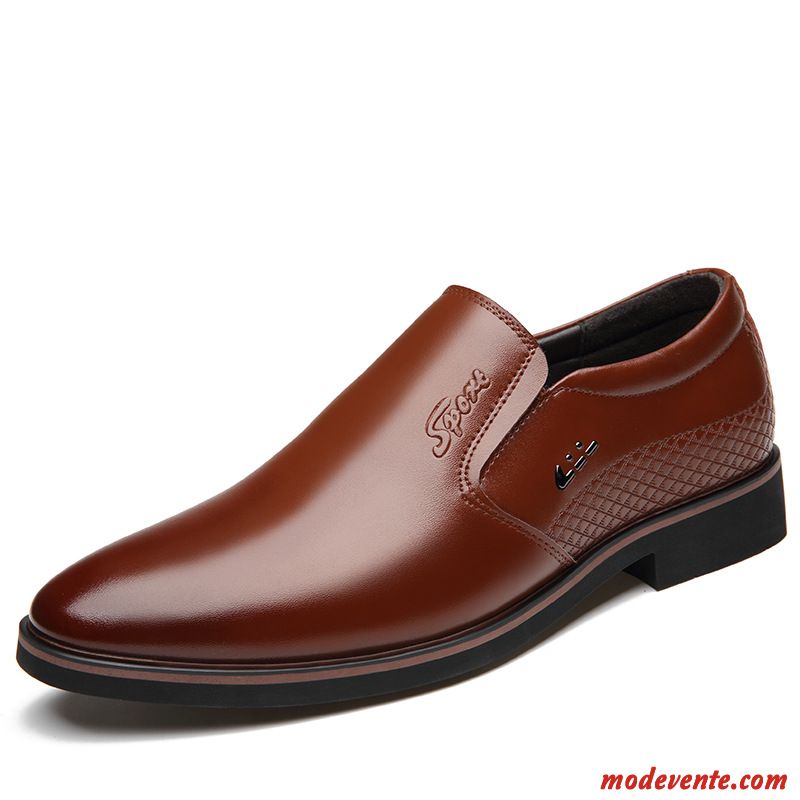 Chaussures De Ville Homme De Boîtier Slip-on Chaussures En Cuir Entreprise Printemps Cuir Véritable Noir