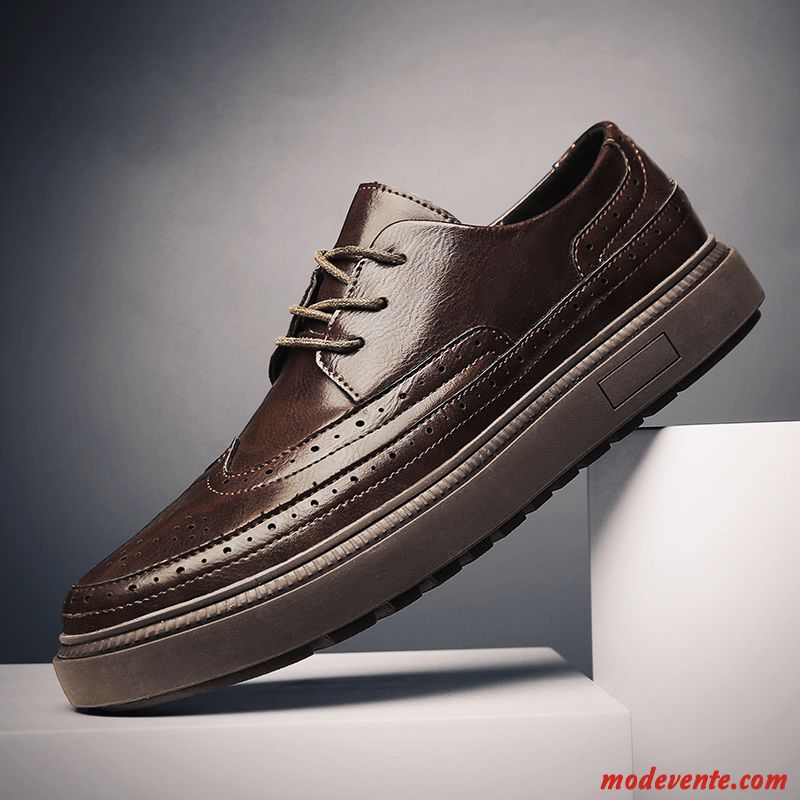 Chaussures De Ville Homme Décontractée Entreprise Chaussures En Cuir Tous Les Assortis Tendance Printemps Marron