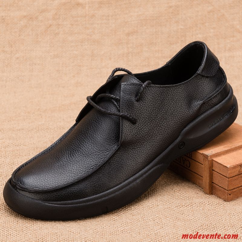 Chaussures De Ville Homme Décontractée Entreprise Été Semelle Épaisse Tendance Printemps Noir