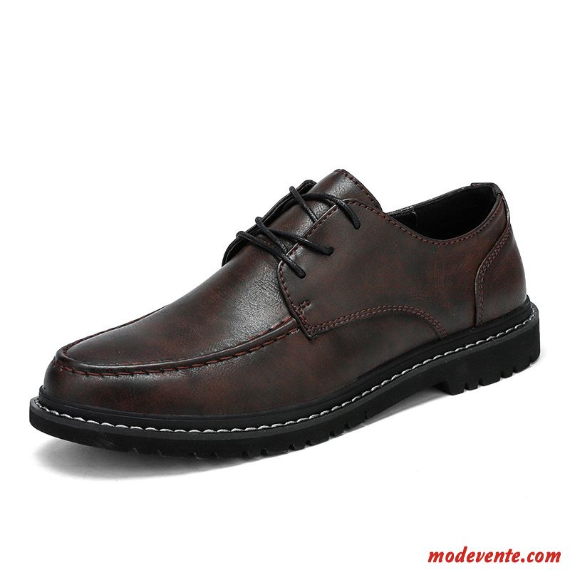 Chaussures De Ville Homme Décontractée Les Bretelles En Cuir Chaussures En Cuir Entreprise Brun