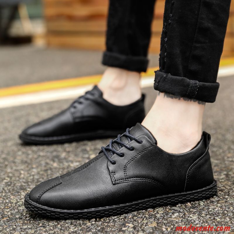 Chaussures De Ville Homme Décontractée Tous Les Assortis Chaussures En Cuir Printemps Tendance Angleterre Brun