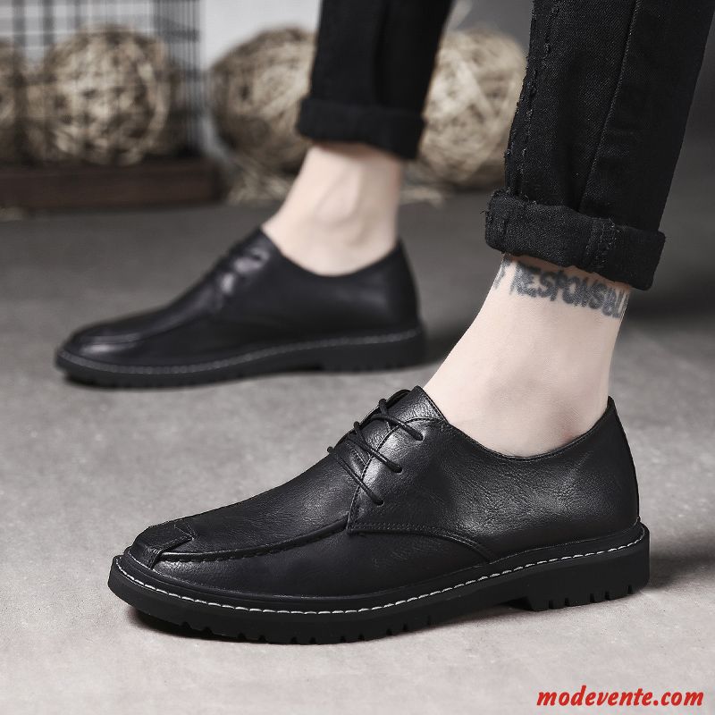 Chaussures De Ville Homme Décontractée Tous Les Assortis Chaussures En Cuir Printemps Tendance Angleterre Brun